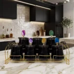 Doğal Taşlı 7 Parça Porselen Stantlı Baharatlık